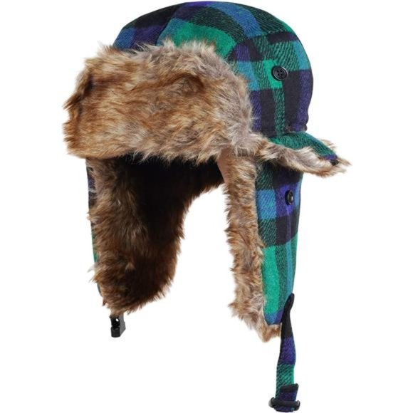 Trapper Hat Winter Hats for Women Men with Faux Fur Ear Flaps Green